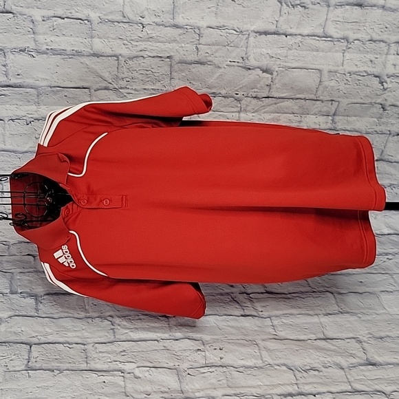 ADIDAS Red and White Polo Shirt - Picture 1 of 7
